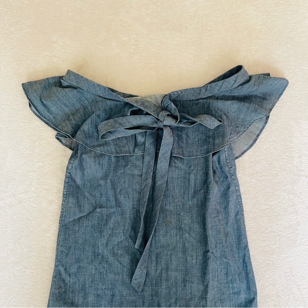 Alice + Oliva Alexia Off the Shoulder Ruffle Halter Mini Chambray Dress Small - Picture 11 of 15
